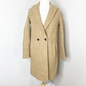 J Crew Boiled Wool Camel Oversized Peacoat 00 NWT